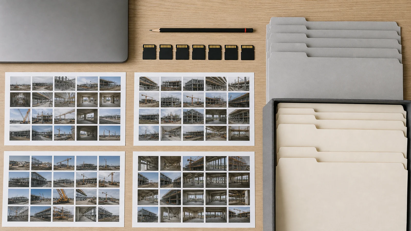 Organised construction time-lapse files prepared for project handover
