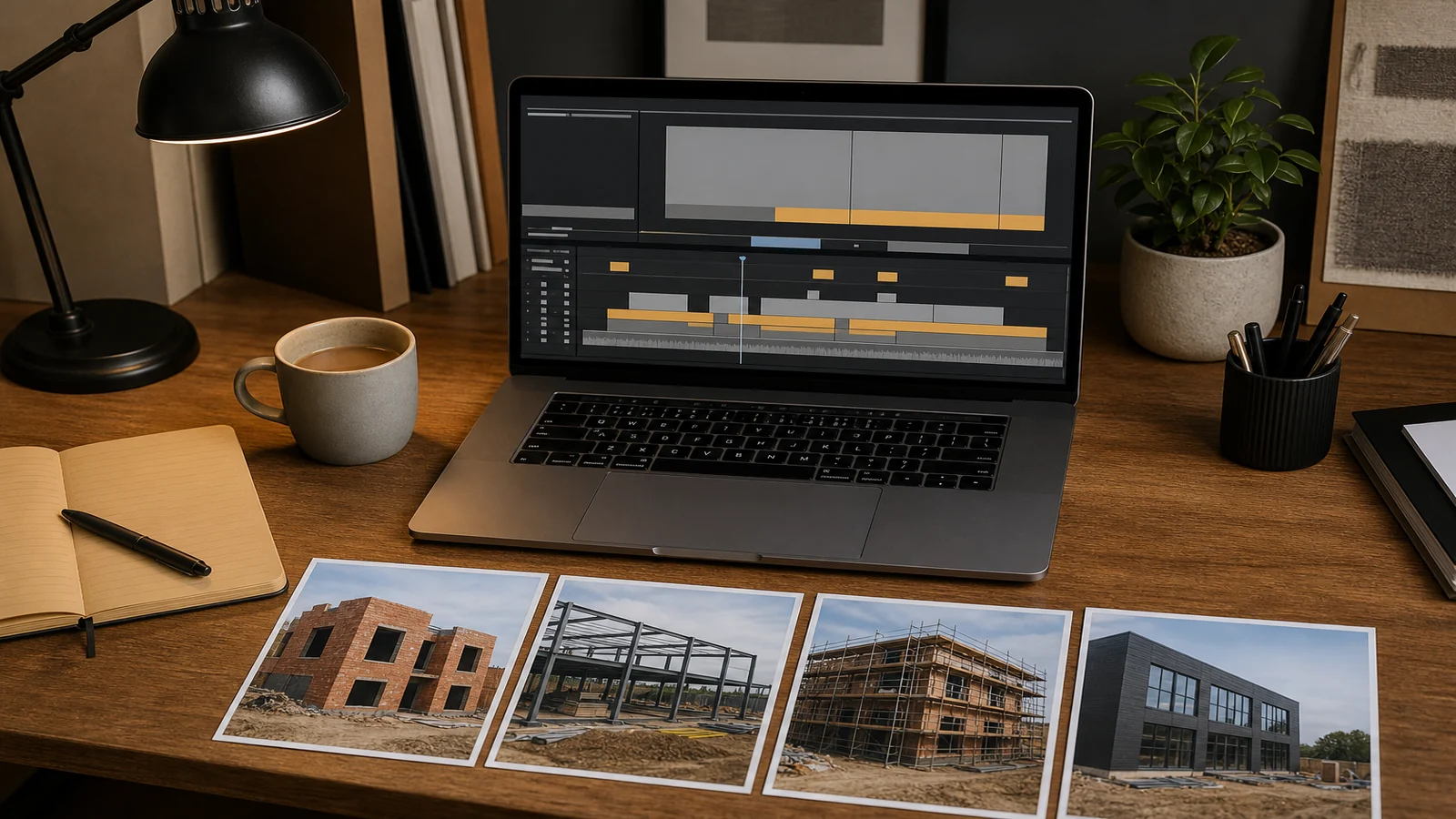 Construction photographs being organised into a time-lapse video